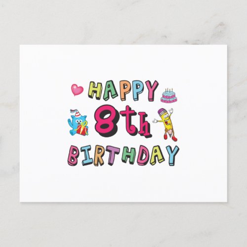 Happy 8th Birthday 8 year b_day wishes Postcard