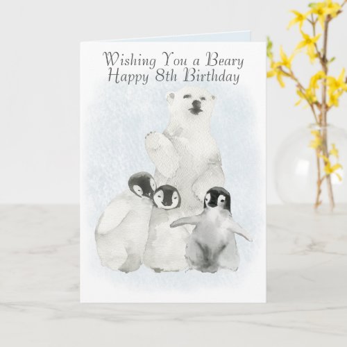 Happy 8th Birthday Arctic Animal Friends Card