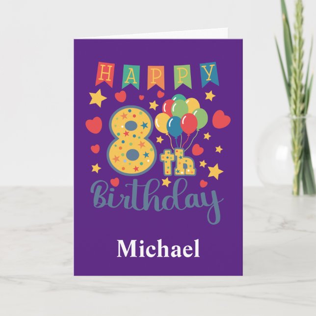 Happy 8th Birthday Card (Front)