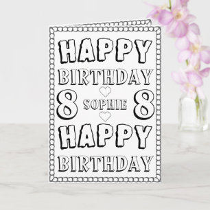 Happy 8th Birthday Colouring Card