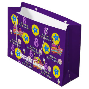 Happy 8th Birthday Gift Bag #8 Purple