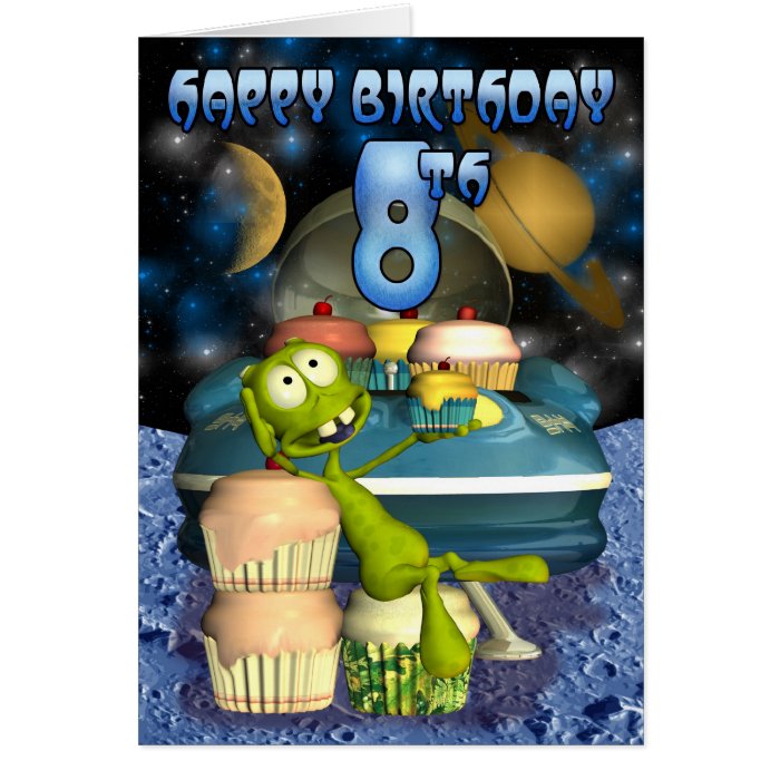 Happy 8th Birthday Plantet's Boy, Outerspace Card | Zazzle