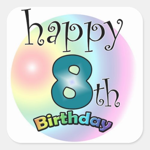 Happy 8th Birthday Square Sticker