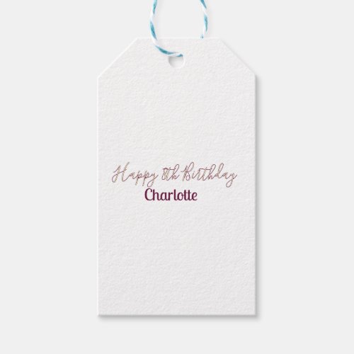 happy 8th birthday yellow maron name date retro mo gift tags