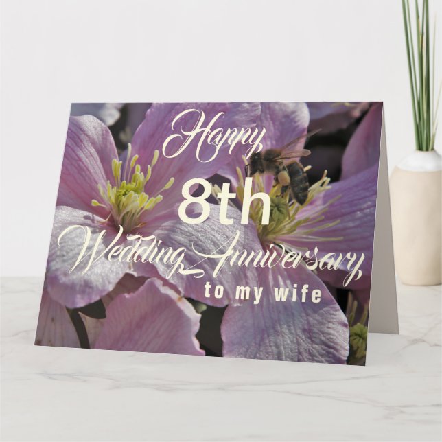Happy 8th Wedding Anniversary Wife Greeting Card (Front)