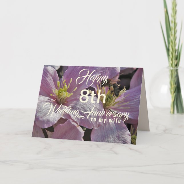Happy 8th Wedding Anniversary Wife Greeting Card (Front)