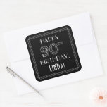 [ Thumbnail: Happy 90th Birthday; Art Deco Style; Custom Name Sticker ]