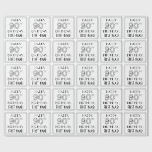 HAPPY 90TH BIRTHDAY; Art Deco Style; Custom Name Wrapping Paper