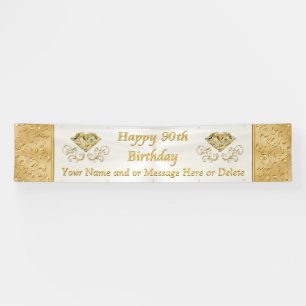 Happy 90th Birthday Banner with YOUR TEXT