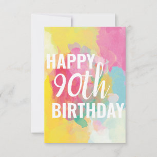 Happy 90th Birthday Card ("Watercolour Gradients")