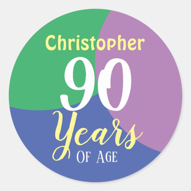 Happy 90th Birthday Classic Round Sticker (Front)