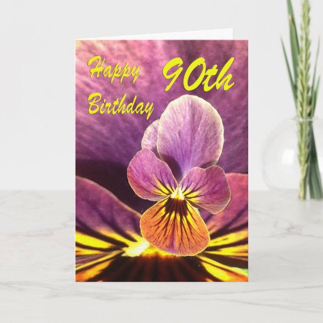 Happy 90th Birthday Flower Pansy Card (Front)