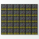 [ Thumbnail: Happy 90th Birthday, Fun Colorful Stars Pattern 90 Wrapping Paper ]