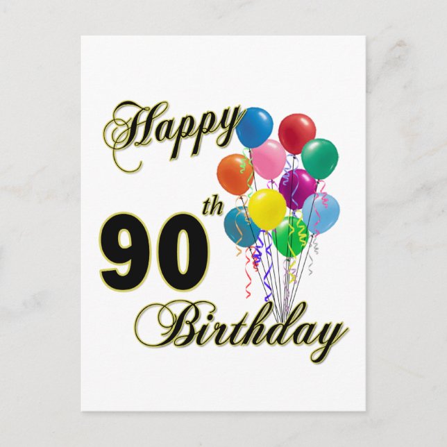 Happy 90th Birthday Gifts and Birthday Apparel Postcard (Front)