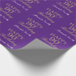 Happy 90th Birthday Gold Glitter and Purple Wrapping Paper<br><div class="desc">Happy 90th Birthday Gold Glitter and Purple Lilac Lavender Wrapping Paper with personalized name. For further customization,  please click the "Customize it" button and use our design tool to modify this template.</div>