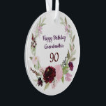 Happy 90th Birthday Grandmother Ornament<br><div class="desc">Birthday Celebration Milestones for Grandparents.  
Some may be for Grandmother and some for Grandfather.
A lovely selection to warm someone's heart</div>