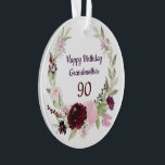 Happy 90th Birthday Grandmother Ornament<br><div class="desc">Birthday Celebration Milestones for Grandparents.  
Some may be for Grandmother and some for Grandfather.
A lovely selection to warm someone's heart</div>