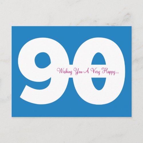 Happy 90th Birthday Milestone Postcards - in Blue