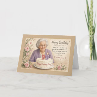 Happy 90th Birthday Mom Vintage Floral Card
