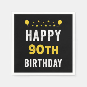 Happy 90th Birthday Nonagenarian Celebration Party Napkins