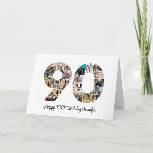 Happy 90th Birthday Number 90 Custom Photo Collage Card