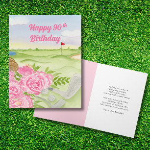 Happy 90th Birthday Peonies On Golf Course Card