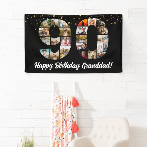 happy 90th birthday Photo Collage grandparent Banner