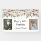 Happy 90th Birthday Pink Roses Floral 2 Photos