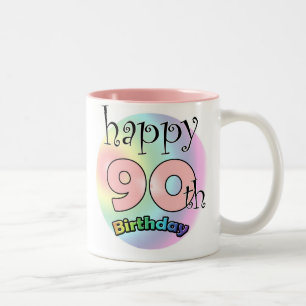 Happy 90th Birthday (Pink) Two-Tone Coffee Mug