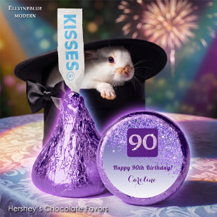Happy 90th Birthday Purple Glitter Sweet Hershey®'s Kisses®
