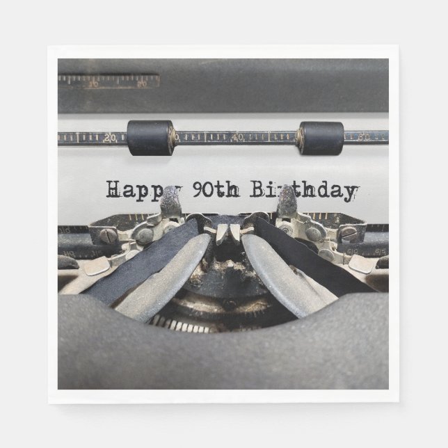 Happy 90th Birthday Retro Typewriter  Napkins (Front)