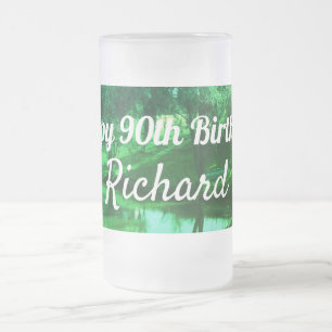 Happy 90th Birthday Rural scene Frosted Glass Beer Mug