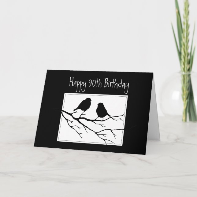 Happy 90th, Ninety, Ninetieth Birthday Two Birds Card (Front)