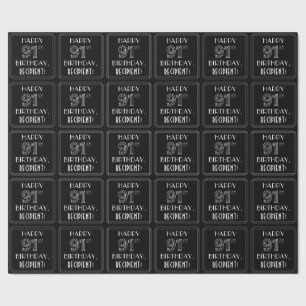 HAPPY 91ST BIRTHDAY; Art Deco Style w/ Custom Name Wrapping Paper