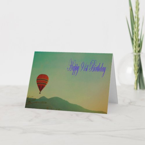 Happy 91st Birthday Hot Air Balloon Card