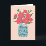 Happy 91st Birthday Sister w/ Mason Jar of Flowers Card<br><div class="desc">A mason jar filled with a gorgeous bunch of peonies and white flowers with the hand lettered words 'For my sister' on the tag and 'Happy 91st Birthday' on the mason jar. The perfect birthday card to celebrate your sister's birthday! © Ness Nordberg</div>