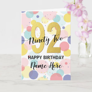 Happy 92nd Birthday Pastel Rainbow Gold Woman Card