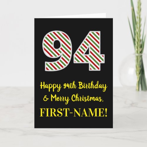 Happy 94th Birthday  Merry Christmas Custom Name Card