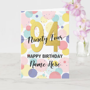 Happy 94th Birthday Pastel Rainbow Gold Woman Card
