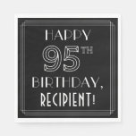 [ Thumbnail: Happy 95th Birthday; Art Deco Style; Custom Name Napkins ]