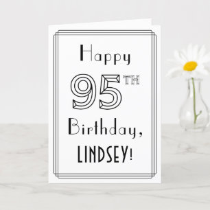 Happy 95th Birthday, Art Deco Style w/ Custom Name Card