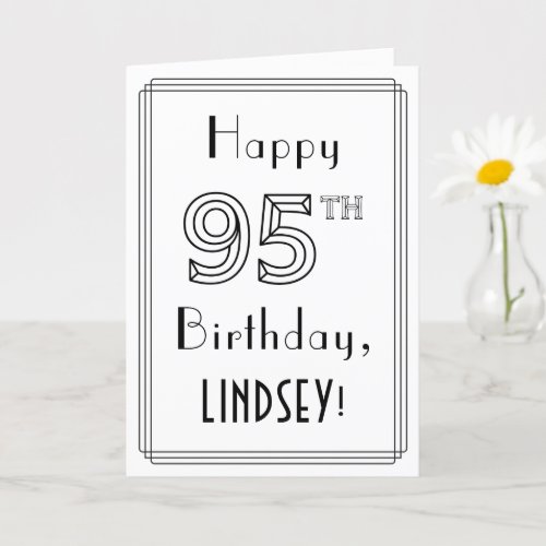 Happy 95th Birthday Art Deco Style w Custom Name Card