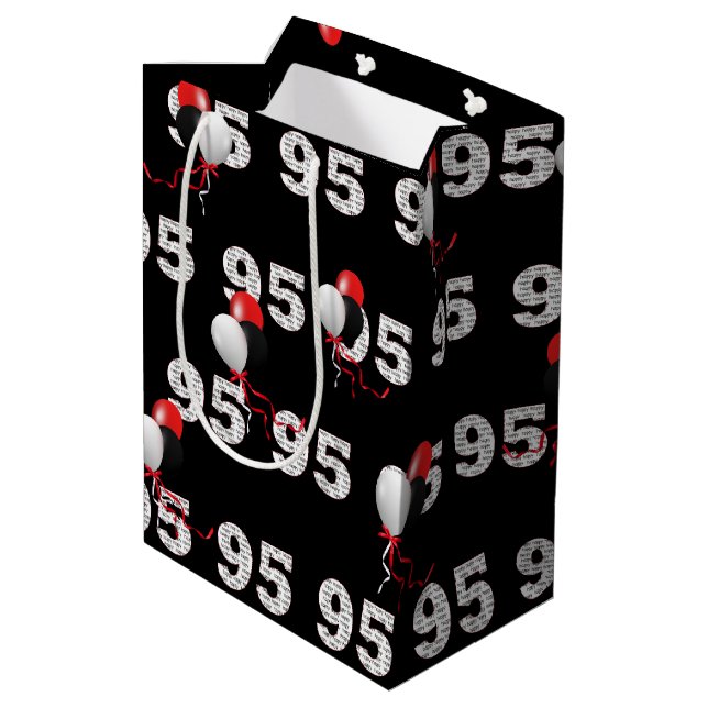 Happy 95th Birthday Balloons Medium Gift Bag (Back Angled)