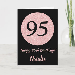 Happy 95th Birthday Black and Rose Pink Gold Card