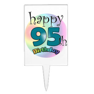 Happy 95th Birthday (blauw) Cake Topper