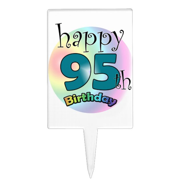 Happy 95th Birthday (blauw) Cake Topper (Front)