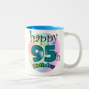 Happy 95th Birthday (blauw) Two-Tone Coffee Mug