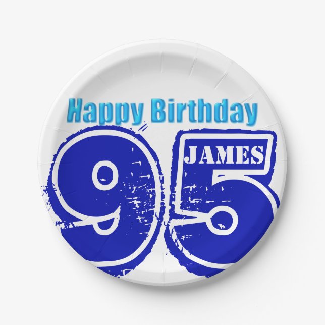 Happy 95th Birthday Personalized Paper Plates (Front)