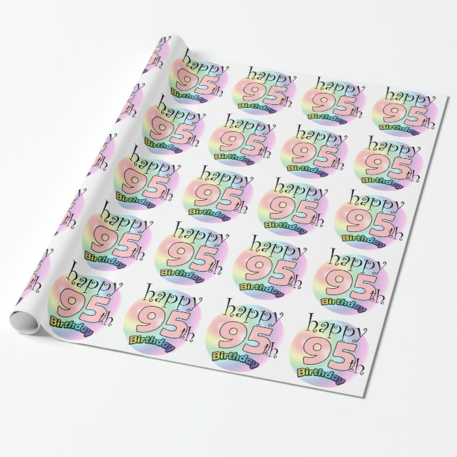 Happy 95th Birthday (roze) Wrapping Paper (Unrolled)