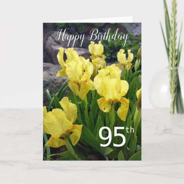 Happy 95th Birthday yellow garden flowers blank Card (Front)